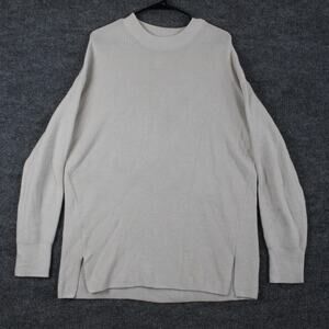 Lululemon Sweater Womens 12 Merino Wool Blend Ribbed Crewneck White Opal Casual